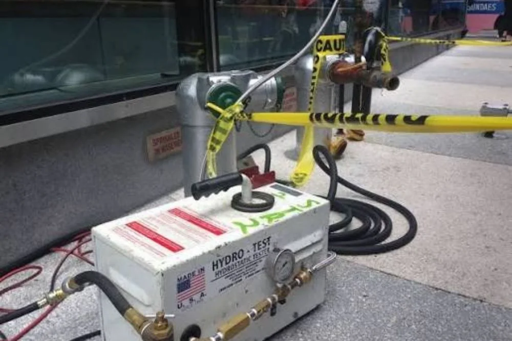Pressure test on an isolated line to confirm a slab leak